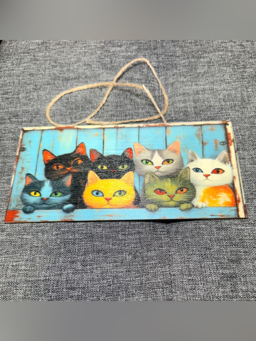 Decorative Multicolor Cat Wall Sign – Cute Cat Faces